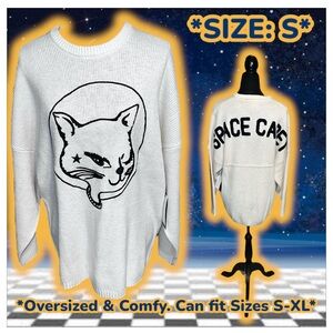 NWT: Spirit Jersey - Oversized Cat Astronaut/Space Cadet Knit Sweater (SIZE: S)